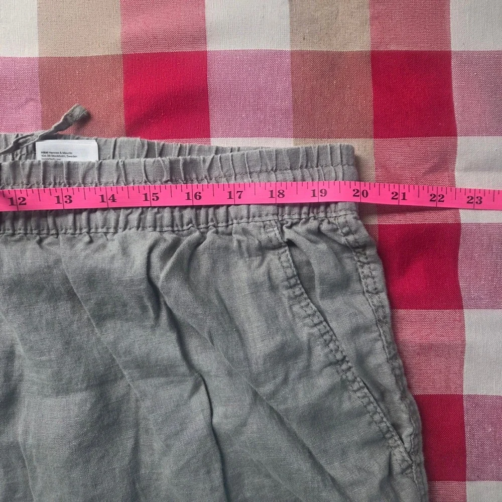 Gray Linen Jogger Pants Coastal Beach Relaxed Drawstring Comfy Boho Lounge XL